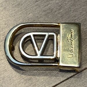 Vintage Gold Tone "V" Logo Belt Buckle | Reversible Clamp Style